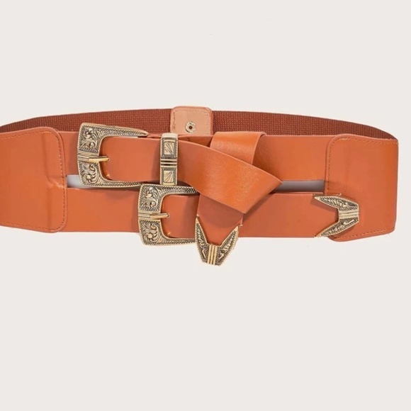 Wide snap Back Double Buckle Belt main image 5